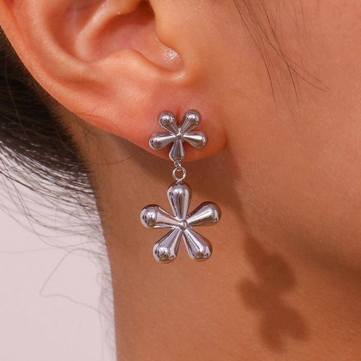 18K Gold Plated Flower Stainless Steel Tarnish Free Drop Earrings - Tarot Treasures