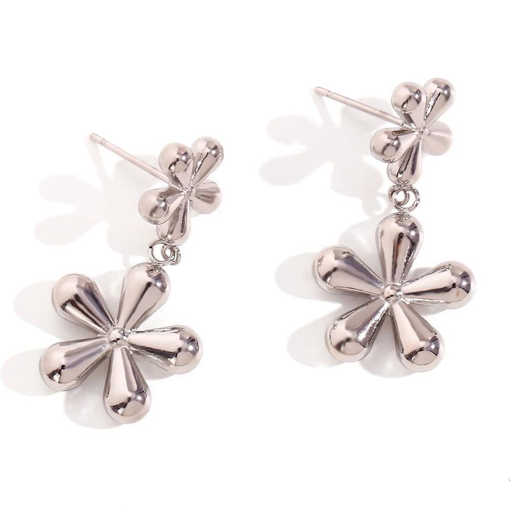 18K Gold Plated Flower Stainless Steel Tarnish Free Drop Earrings - Tarot Treasures