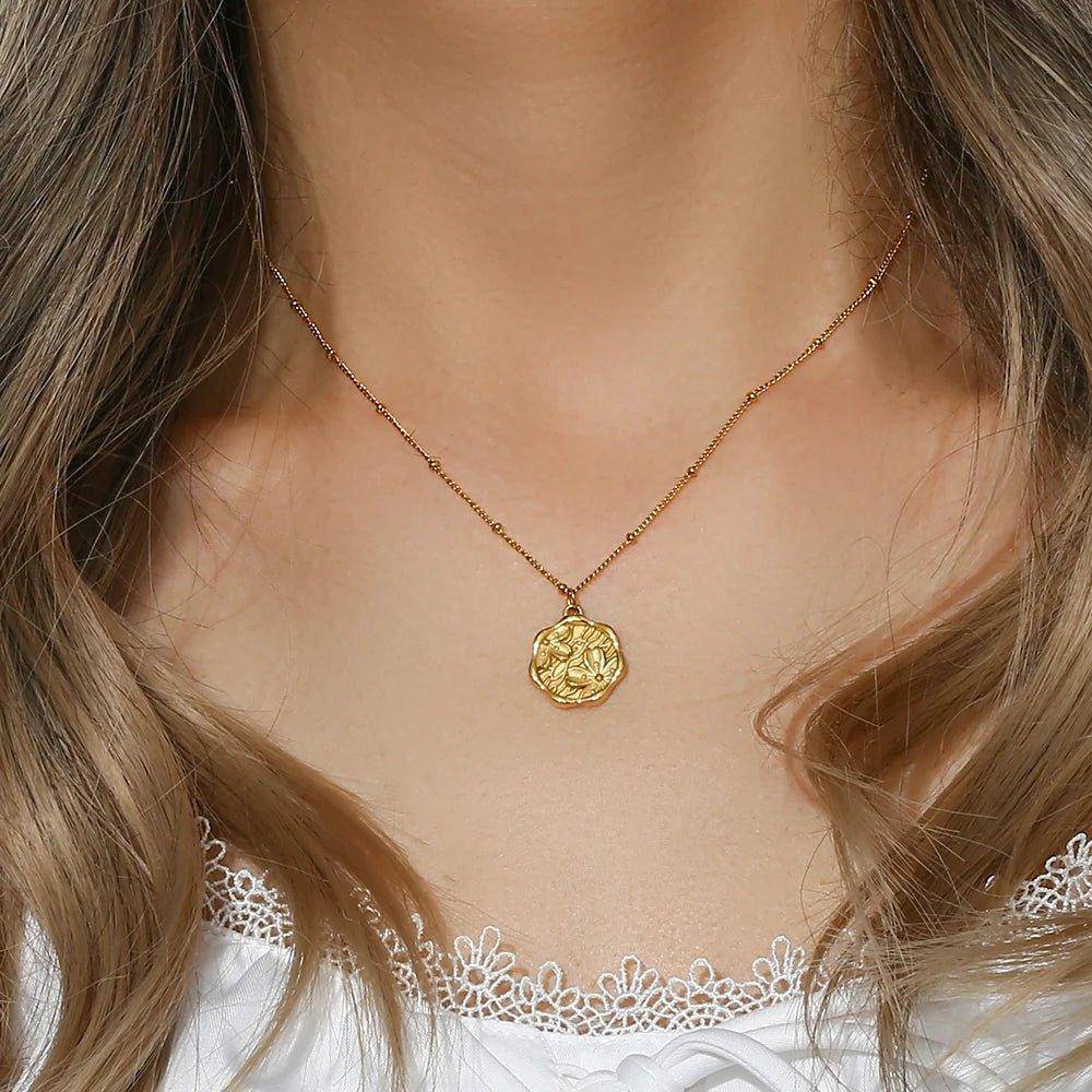 18K Gold Plated Flower Stainless Steel Tarnish Free Pendant Necklace - Tarot Treasures