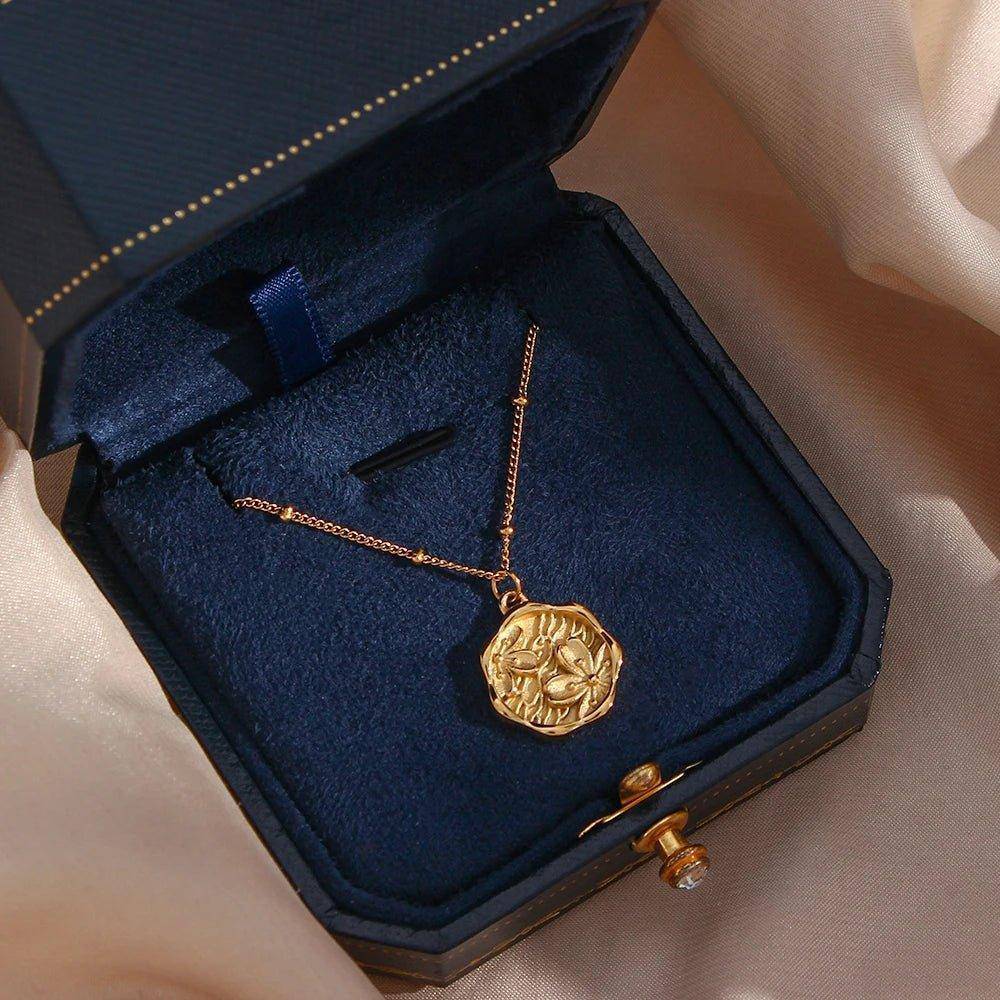 18K Gold Plated Flower Stainless Steel Tarnish Free Pendant Necklace - Tarot Treasures