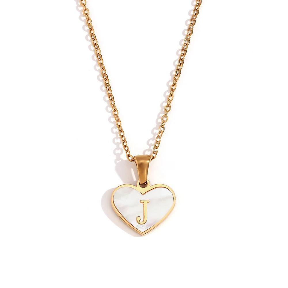 18K Gold Plated Heart Initial Stainless Steel Tarnish Free Pendant Necklace - Tarot Treasures