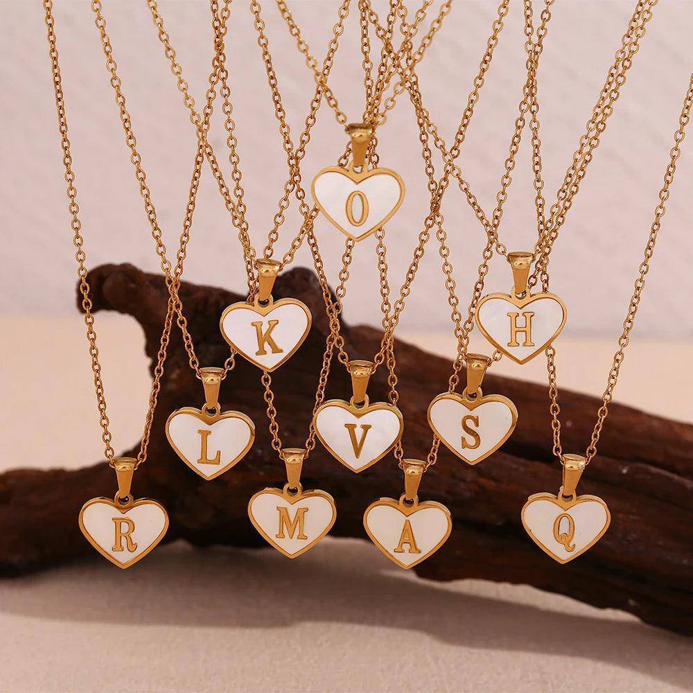 18K Gold Plated Heart Initial Stainless Steel Tarnish Free Pendant Necklace - Tarot Treasures