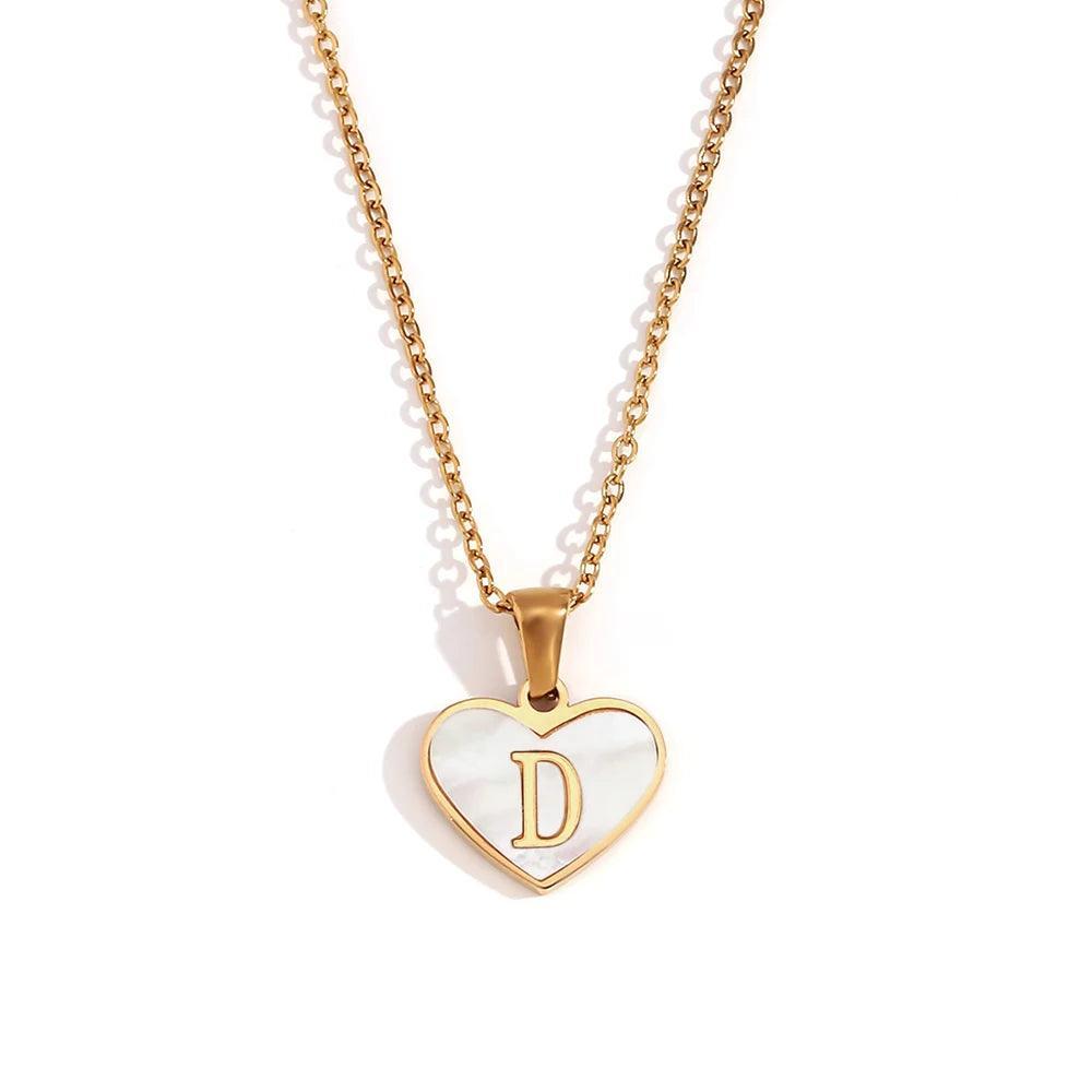 18K Gold Plated Heart Initial Stainless Steel Tarnish Free Pendant Necklace - Tarot Treasures