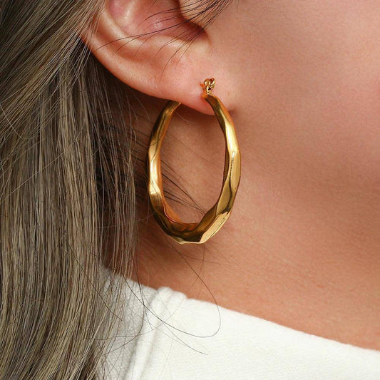 18K Gold Plated Hollow Stainless Steel Tarnish Free Hoops - Tarot Treasures