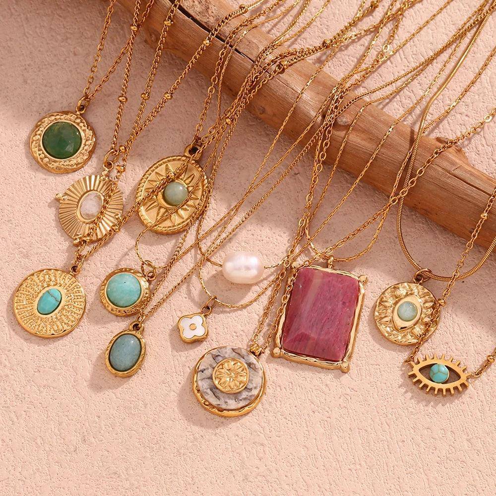 18K Gold Plated Marble Tarnish Free Pendant Necklace Collection - Tarot Treasures