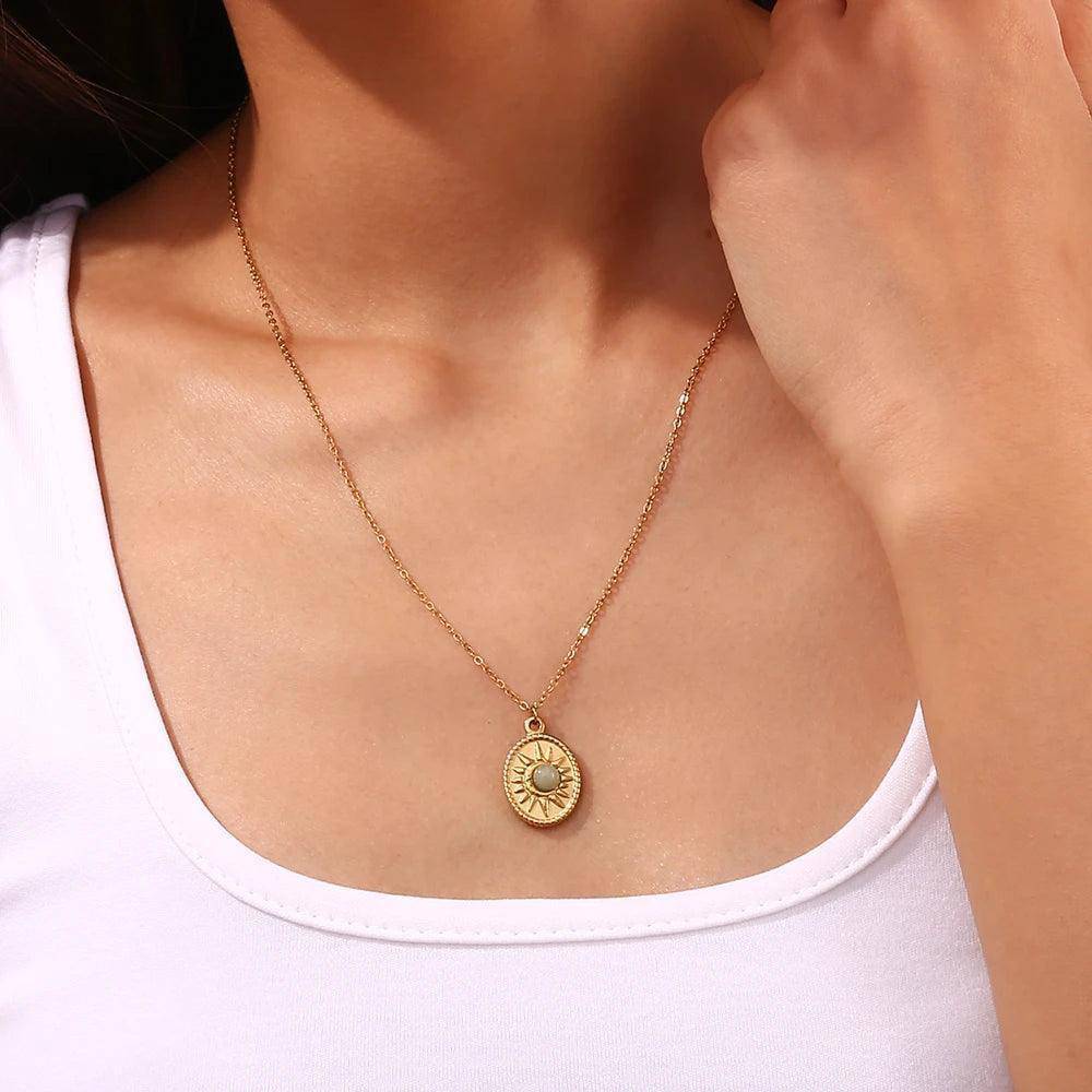 18K Gold Plated Marble Tarnish Free Pendant Necklace Collection - Tarot Treasures