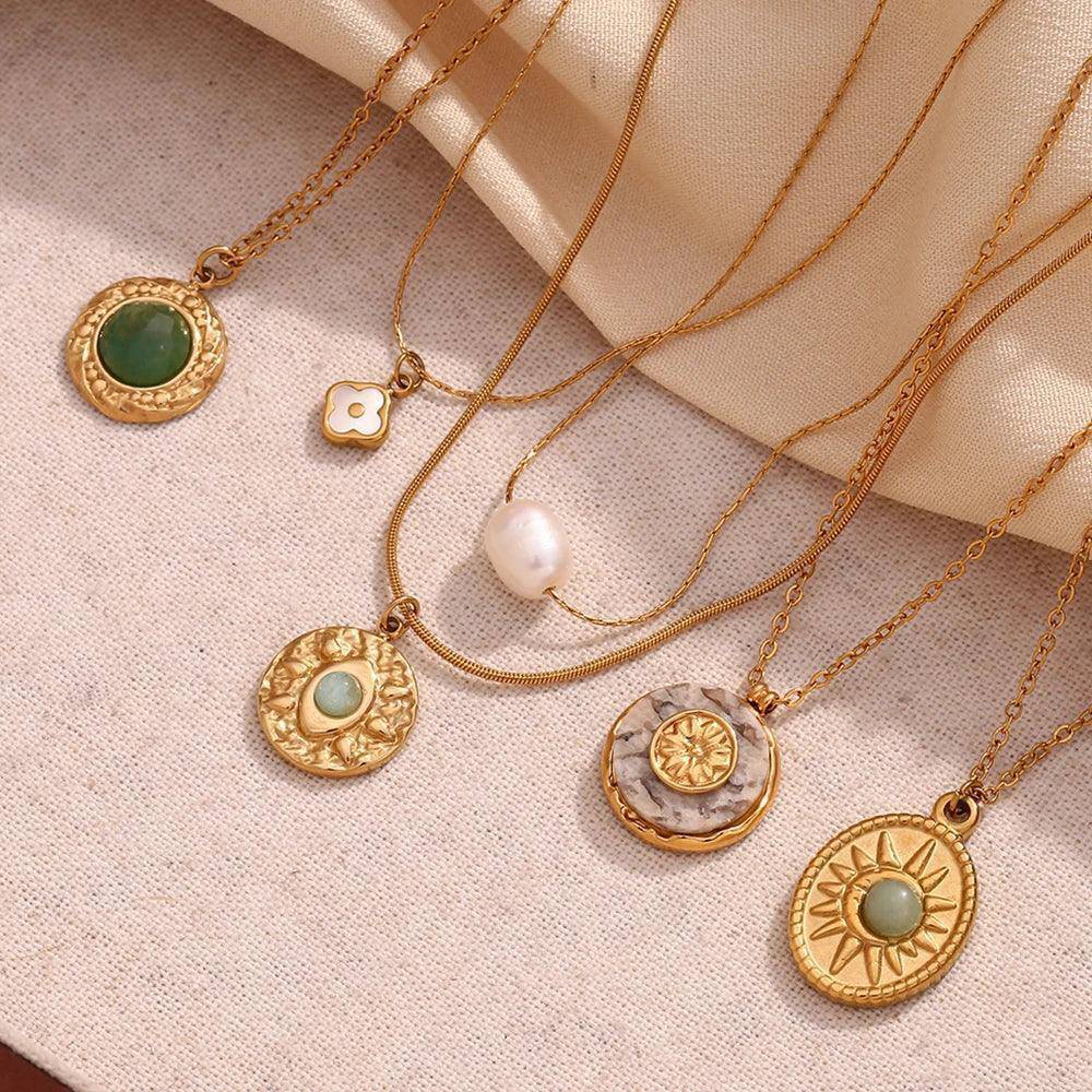 18K Gold Plated Marble Tarnish Free Pendant Necklace Collection - Tarot Treasures