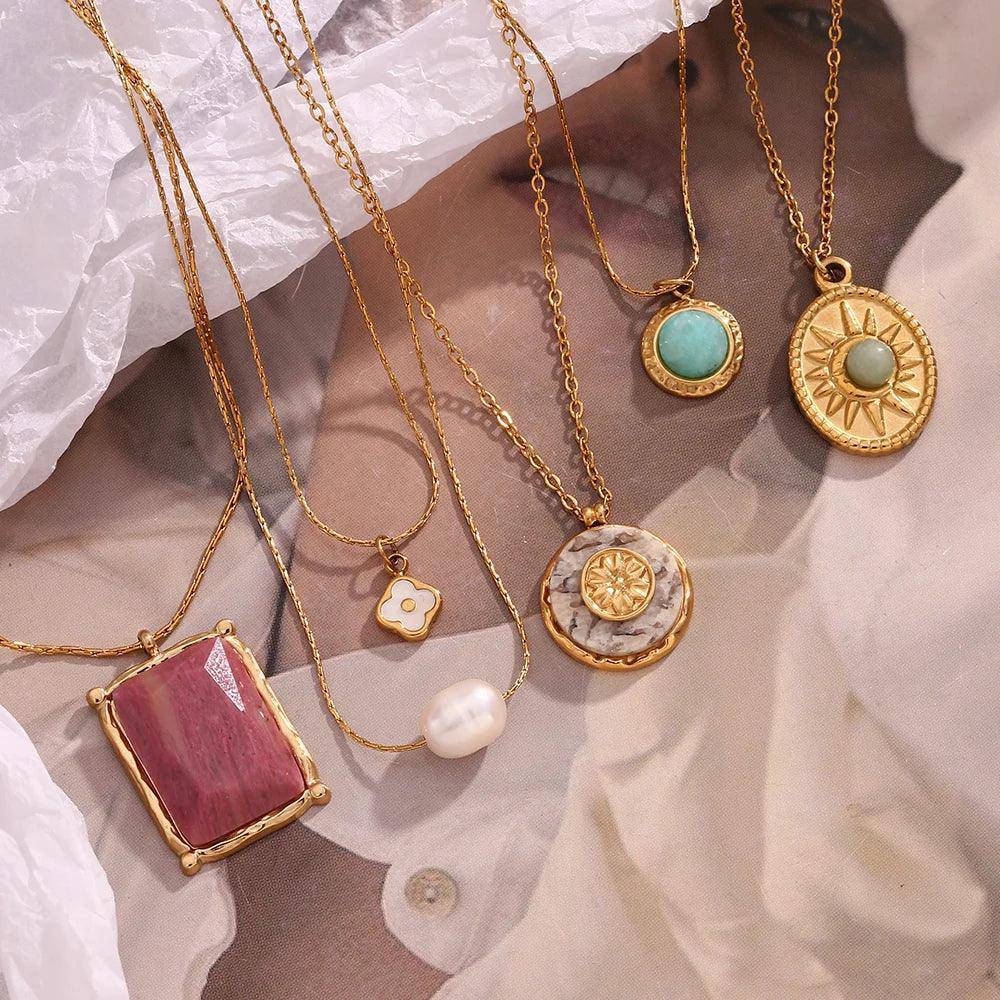 18K Gold Plated Marble Tarnish Free Pendant Necklace Collection - Tarot Treasures