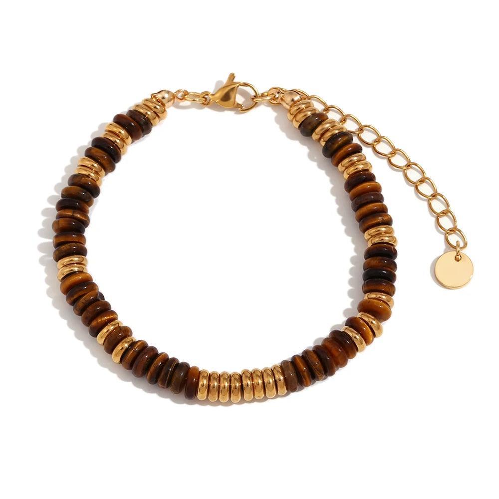 18K Gold Plated Natural Stone Tiger Eye Bracelets - Tarot Treasures