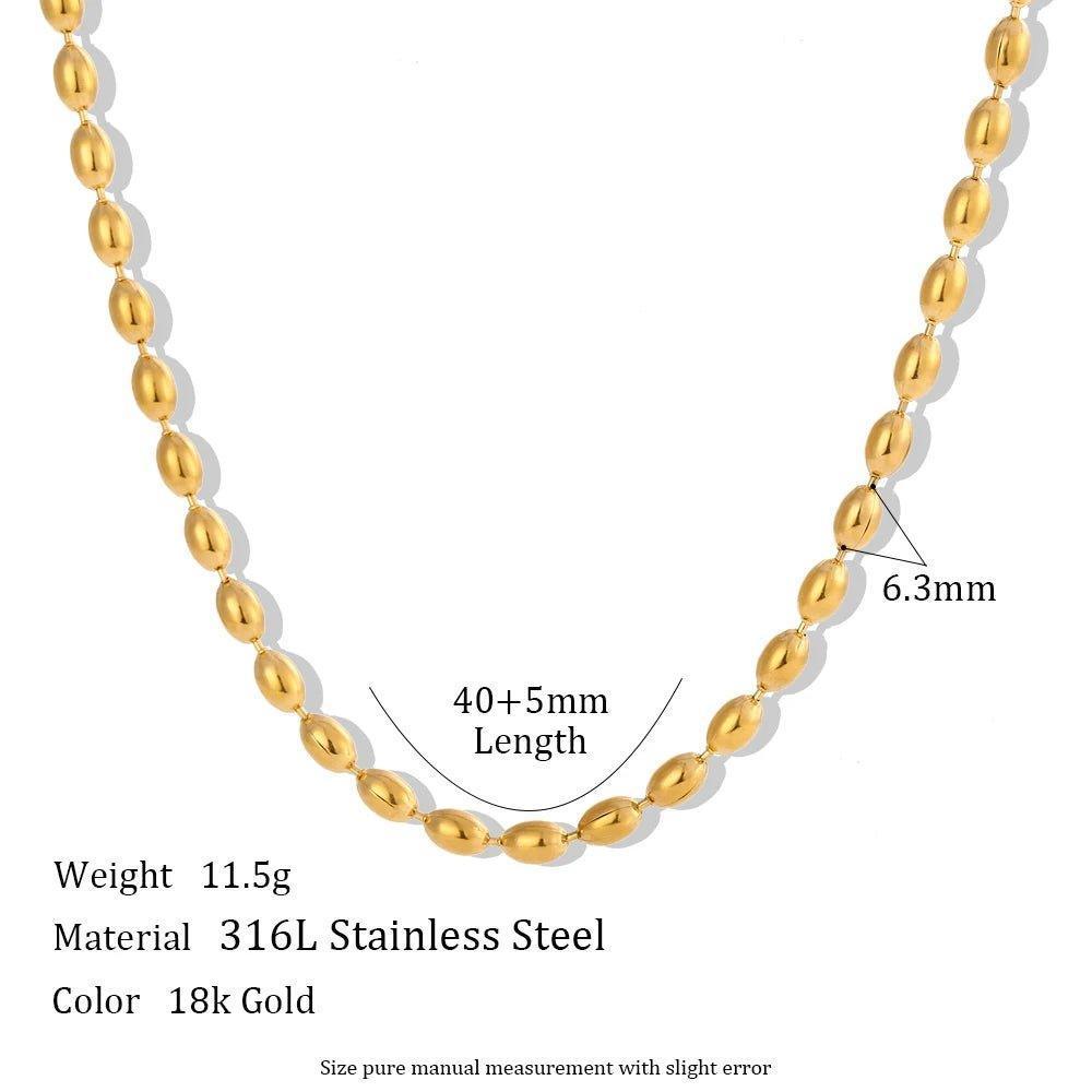 18K Gold Plated Oval Beaded Stainless Steel Tarnish Free Necklace - Tarot Treasures