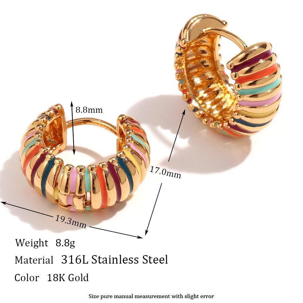 18K Gold Plated Rainbow Caterpillar Tarnish Free Hoop Earrings - Tarot Treasures