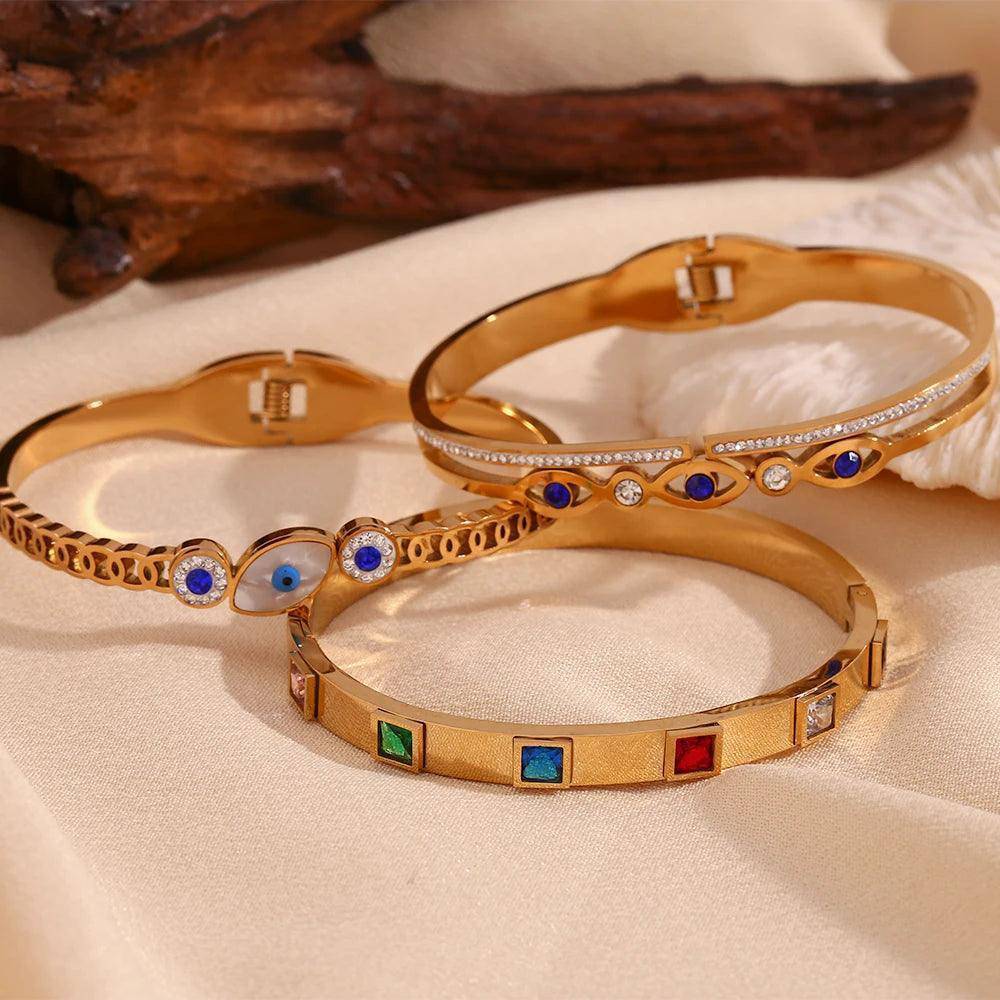 18K Gold Plated Rhinestone Stainless Steel Bracelet Collection - Tarot Treasures