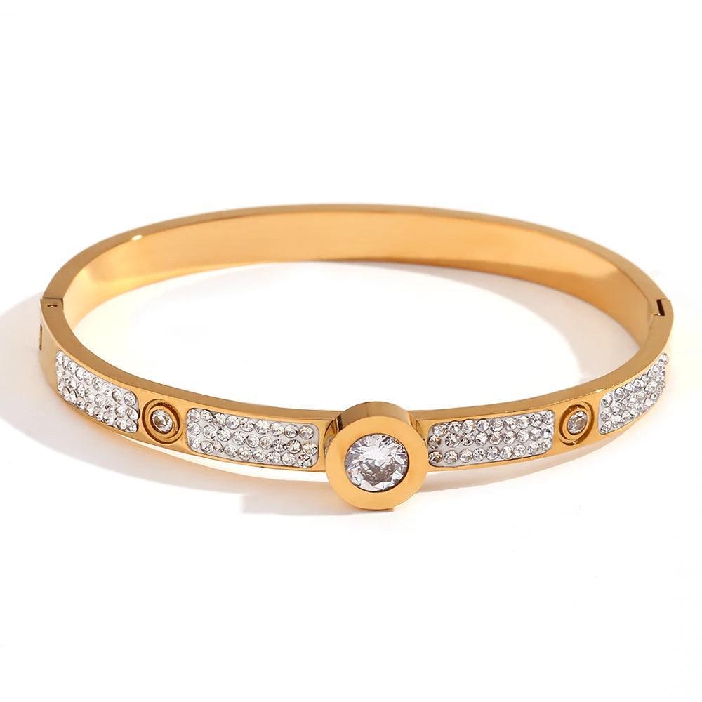 18K Gold Plated Rhinestone Stainless Steel Bracelet Collection - Tarot Treasures