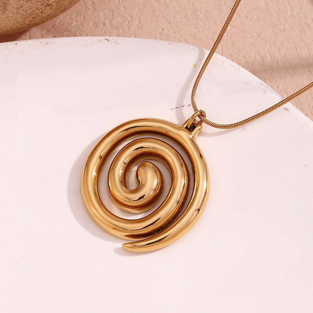 18K Gold Plated Spiral Stainless Steel Tarnish Free Pendant Necklace - Tarot Treasures