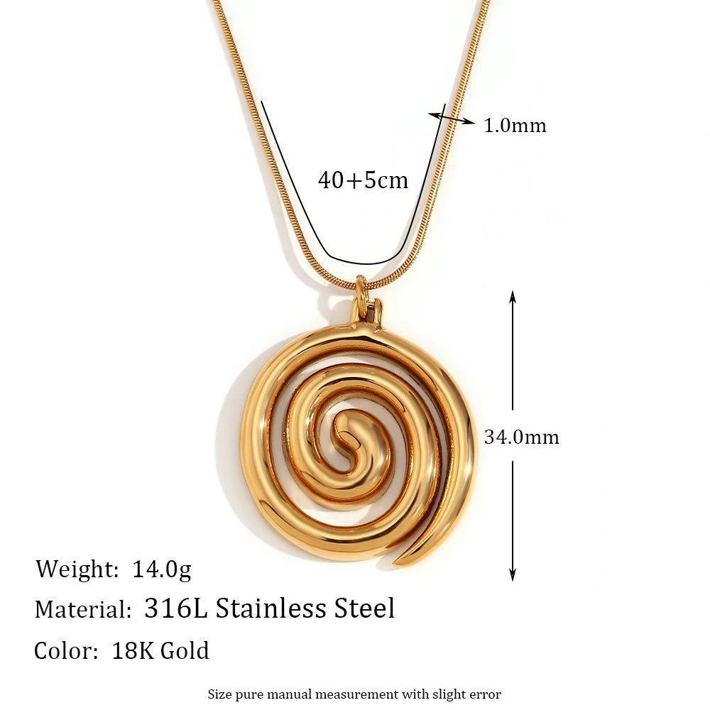 18K Gold Plated Spiral Stainless Steel Tarnish Free Pendant Necklace - Tarot Treasures