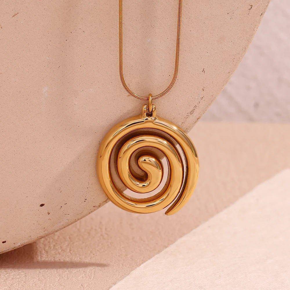 18K Gold Plated Spiral Stainless Steel Tarnish Free Pendant Necklace - Tarot Treasures