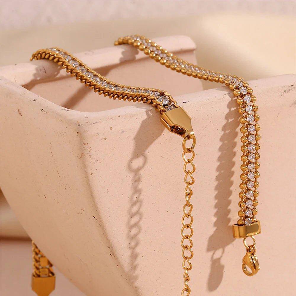 18K Gold Plated Three Layer Round or Woven Zircon Tarnish Free Bracelet - Tarot Treasures