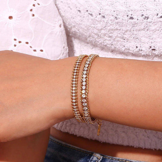 18K Gold Plated Three Layer Round or Woven Zircon Tarnish Free Bracelet - Tarot Treasures