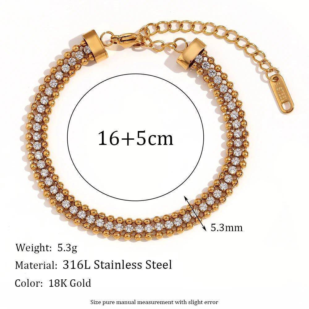 18K Gold Plated Three Layer Round or Woven Zircon Tarnish Free Bracelet - Tarot Treasures