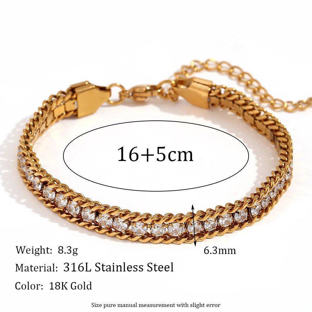 18K Gold Plated Three Layer Round or Woven Zircon Tarnish Free Bracelet - Tarot Treasures