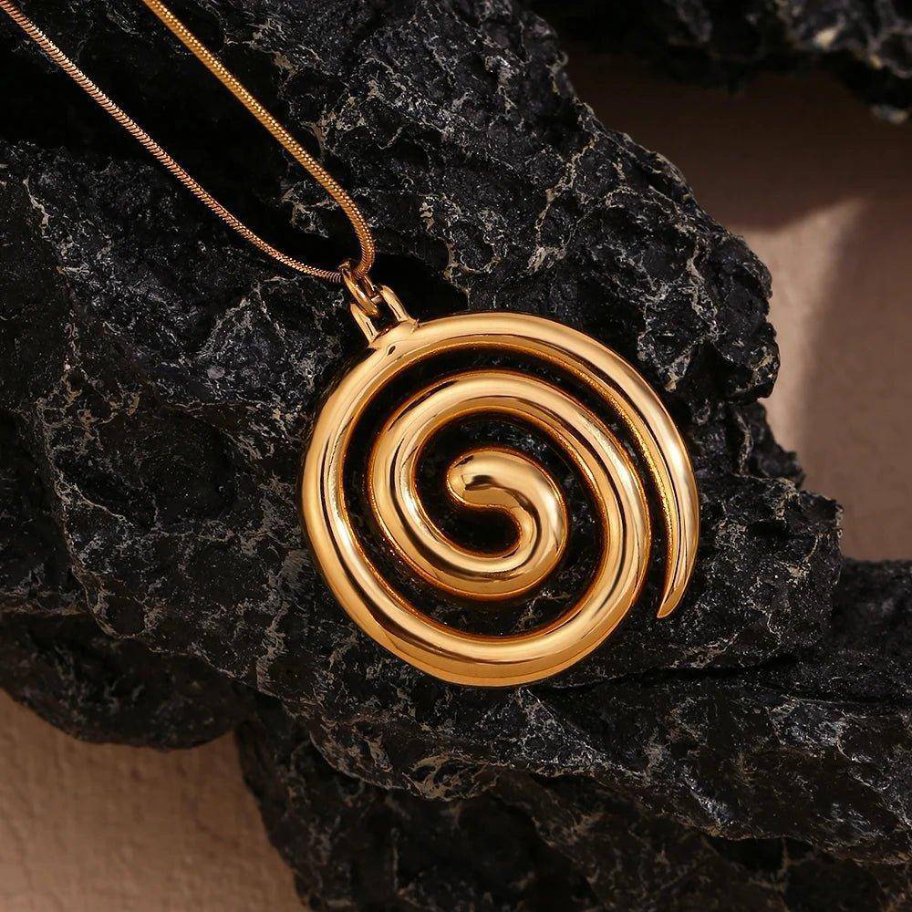 18K Gold Plated Spiral Stainless Steel Tarnish Free Pendant Necklace - Tarot Treasures