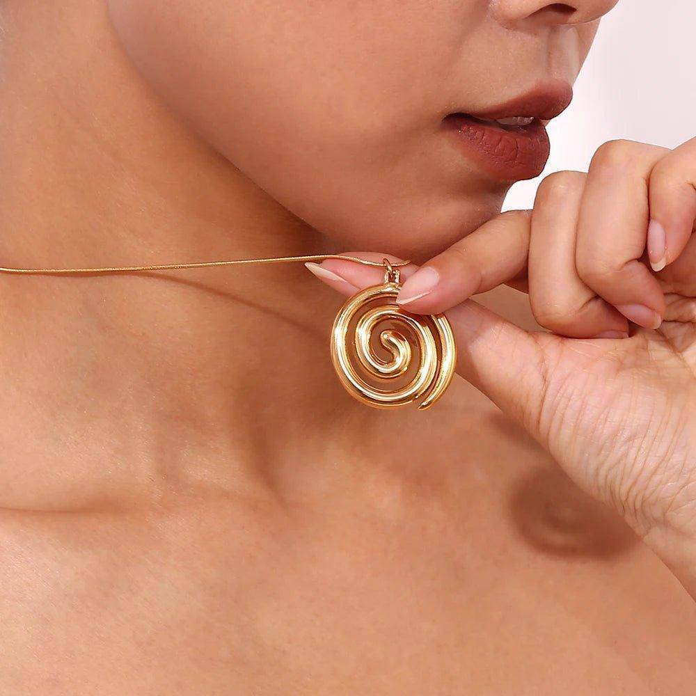 18K Gold Plated Spiral Stainless Steel Tarnish Free Pendant Necklace - Tarot Treasures