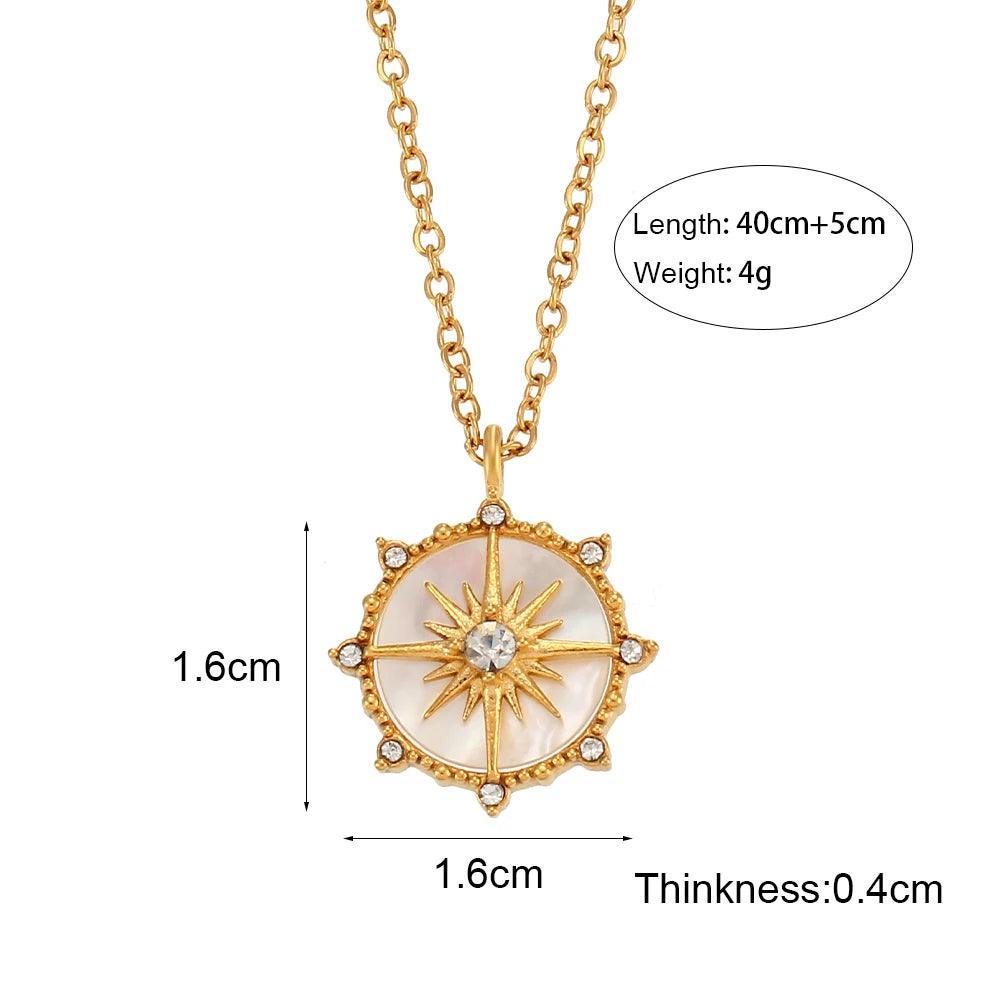 Sun Compass Stainless Steel Tarnish Free Pendant Necklace - Tarot Treasures