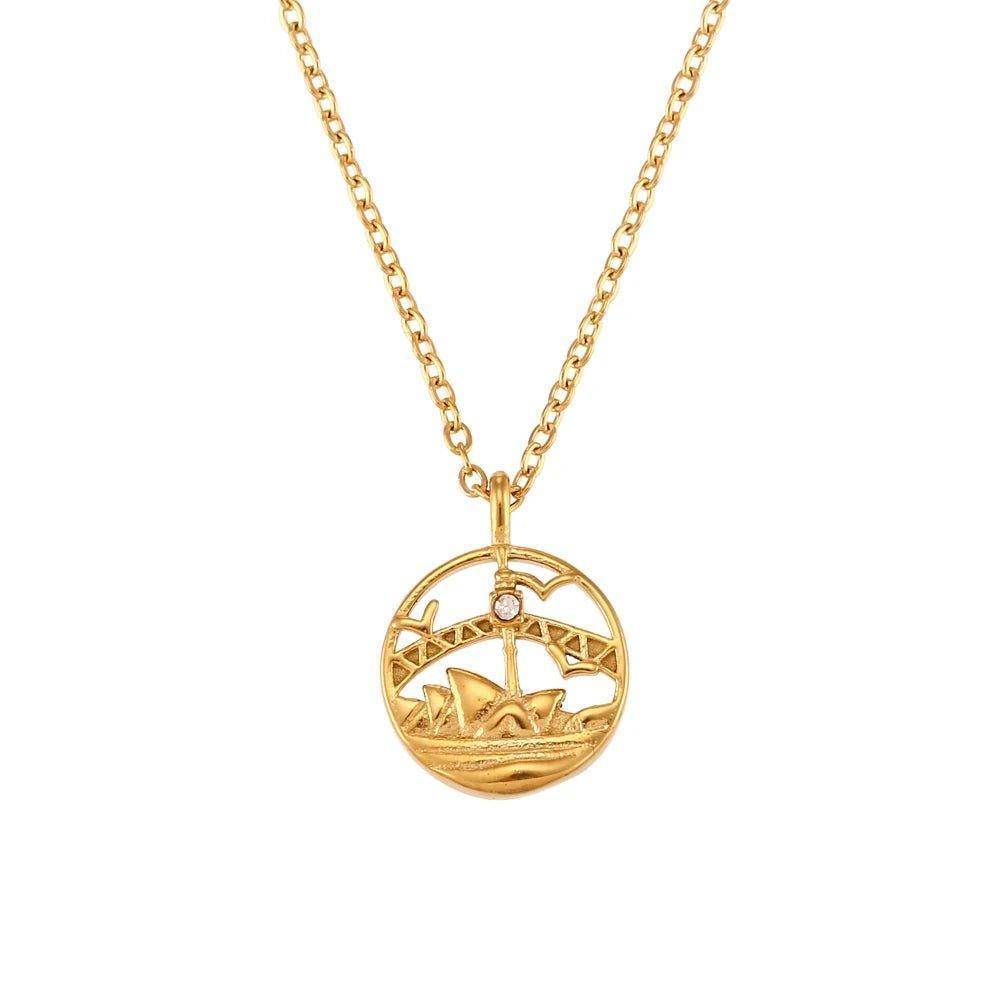 18K Gold Plated Famous Cities Stainless Steel Tarnish Free Pendant Necklaces - Tarot Treasures