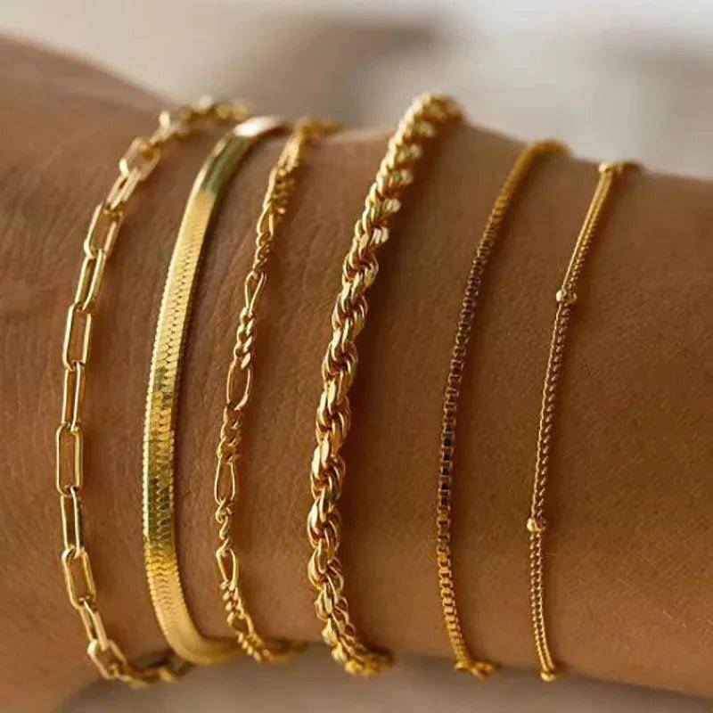 18K Gold Plated Chain Stainless Steel Tarnish Free Bracelet Collection - Tarot Treasures