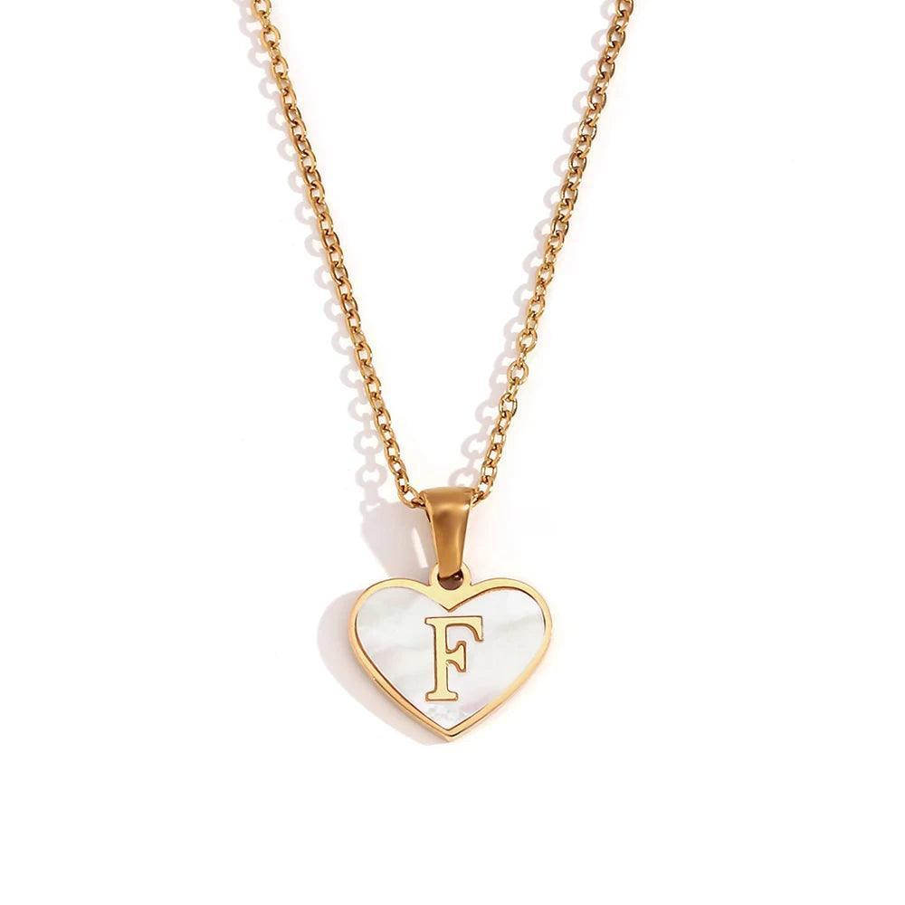 18K Gold Plated Heart Initial Stainless Steel Tarnish Free Pendant Necklace - Tarot Treasures