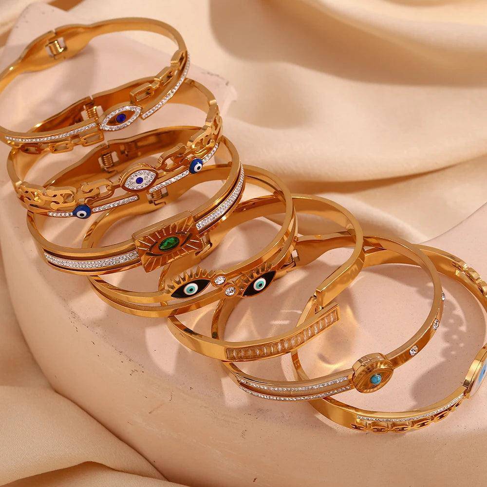 18K Gold Plated Evil Eye Stainless Steel Tarnish Free Bracelets - Tarot Treasures