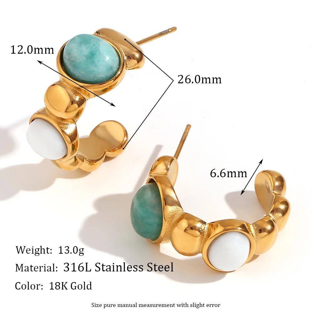 18K Gold Plated Amazonite Stone Stainless Steel Tarnish Free Jewellery Set - Tarot Treasures