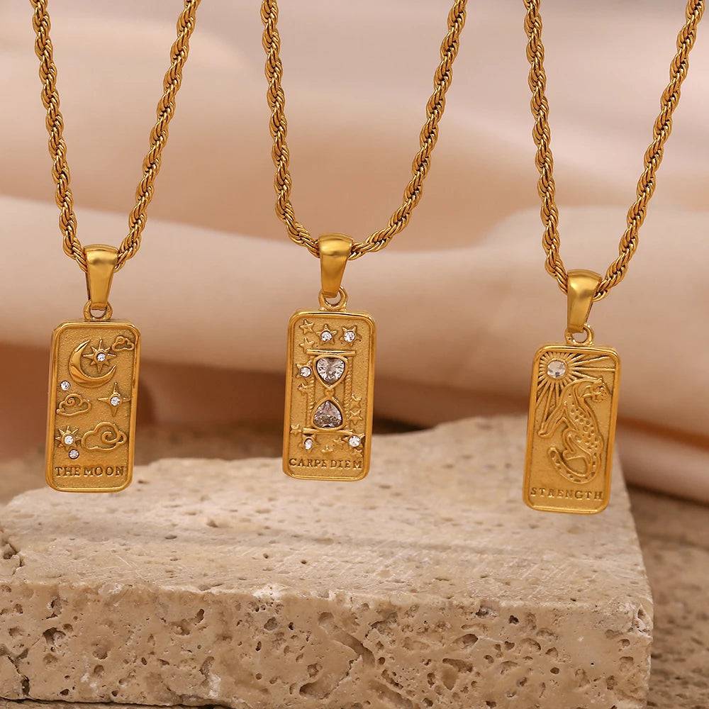 Carpe Diem NEW - 18K Gold Plated Tarot Card Pendant Necklace - Tarot Treasures