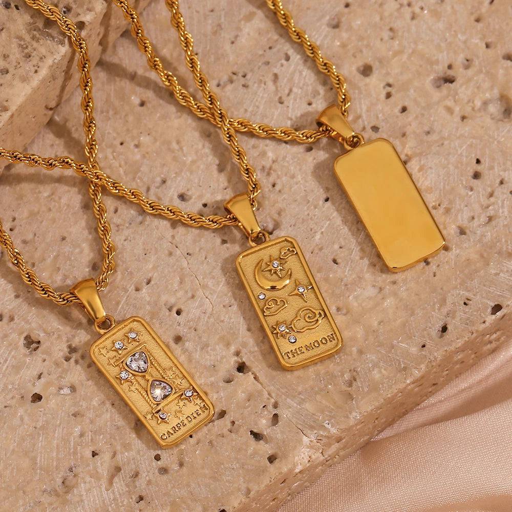 Carpe Diem NEW - 18K Gold Plated Tarot Card Pendant Necklace - Tarot Treasures