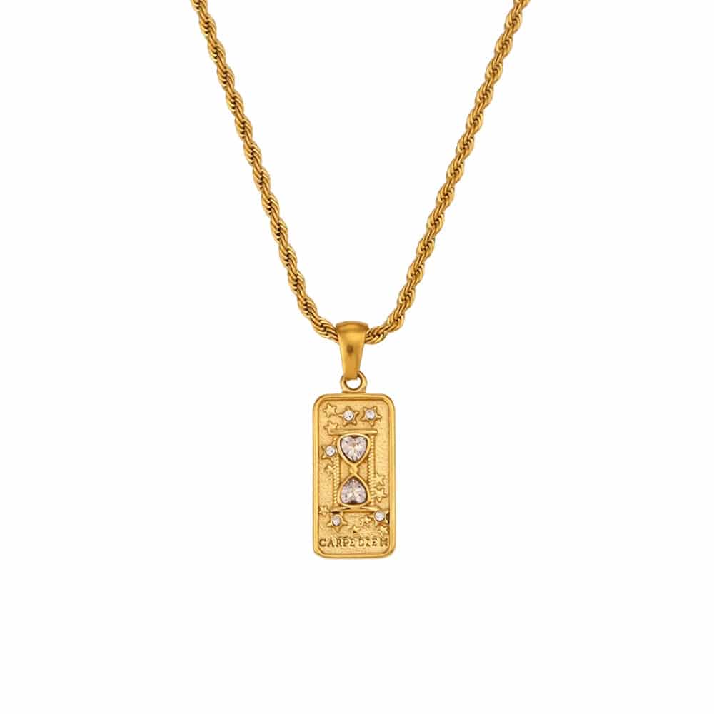 Carpe Diem NEW - 18K Gold Plated Tarot Card Pendant Necklace - Tarot Treasures