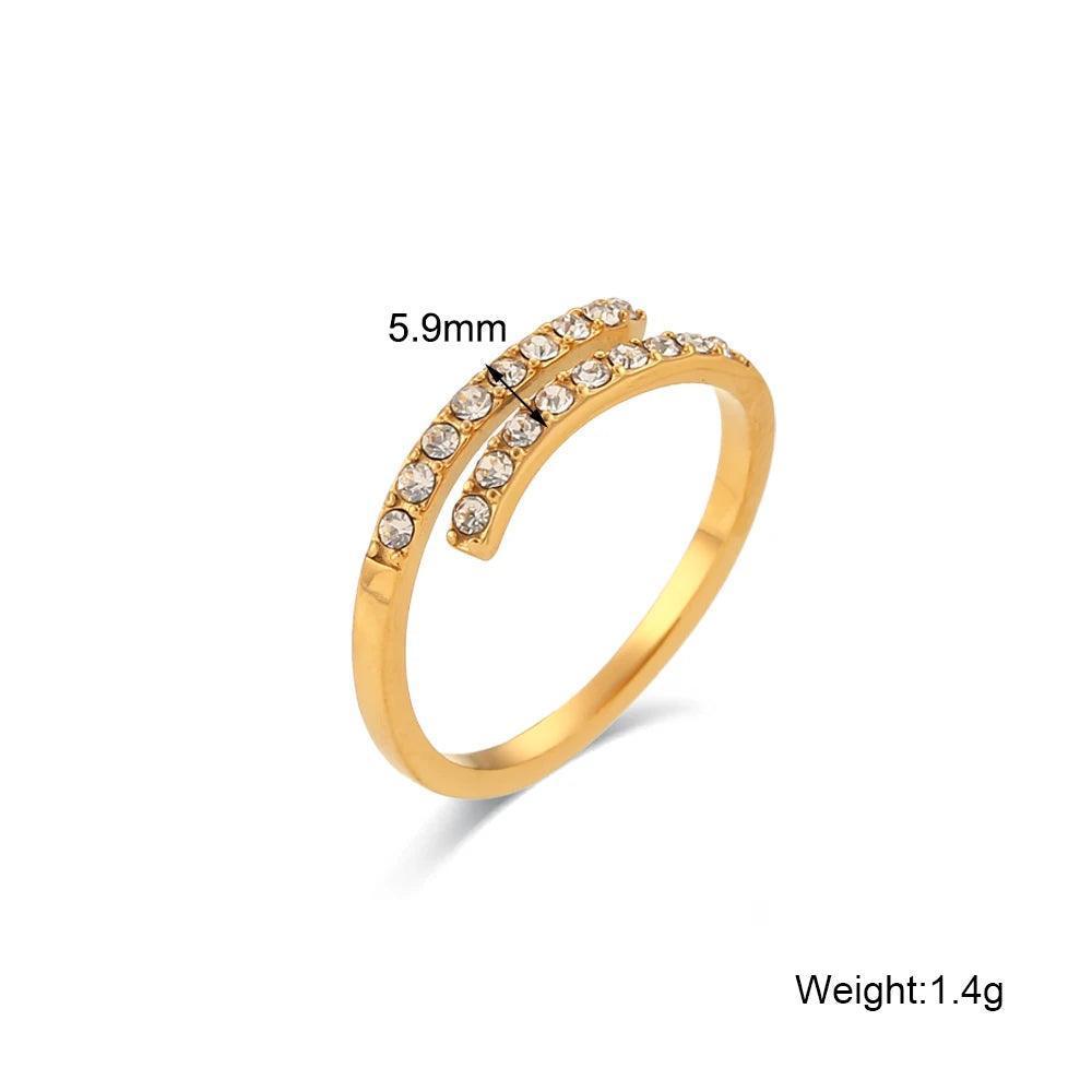 Double Layer Rhinestone Stainless Steel Tarnish Free Resizable Ring - Tarot Treasures