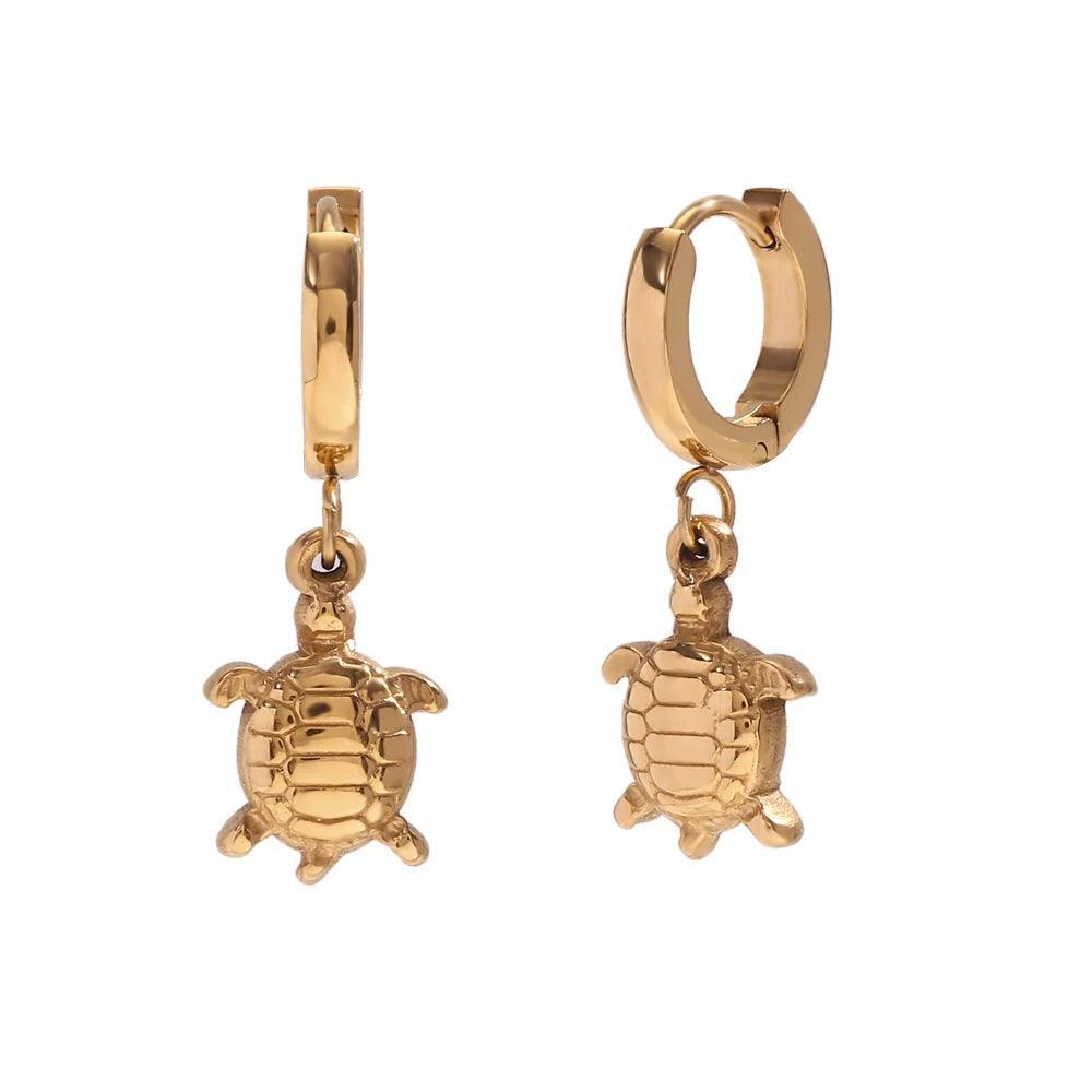 E.B.belle Summer Ocean Series Dolphin Fish Scallop Earrings 316L Stainless Steel Gift 18K Gold Plated Jewelry - Tarot Treasures