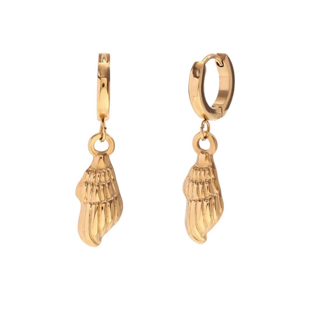 E.B.belle Summer Ocean Series Dolphin Fish Scallop Earrings 316L Stainless Steel Gift 18K Gold Plated Jewelry - Tarot Treasures