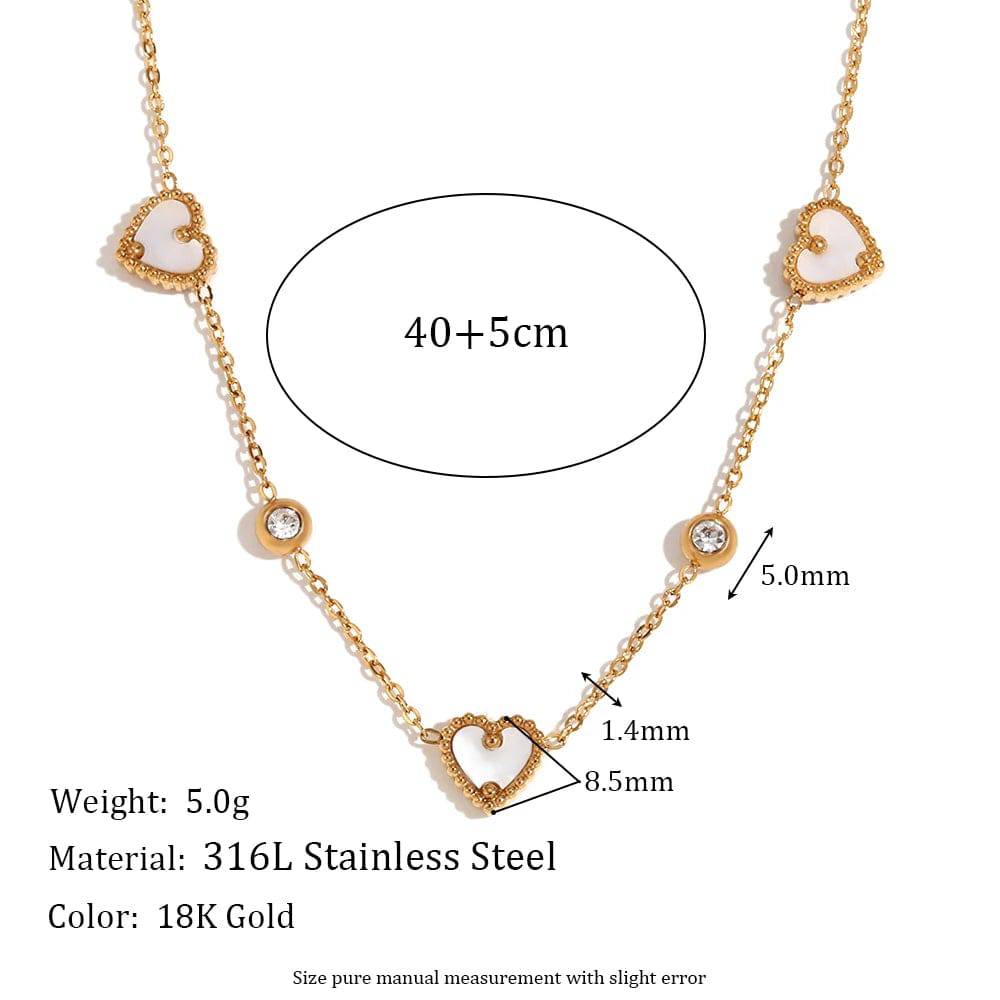 E.B.belle Three Shell Heart Round Bracelet Necklace Stainless Steel Women's Hand Bracelets 18K Gold Plated Jewelry - Tarot Treasures