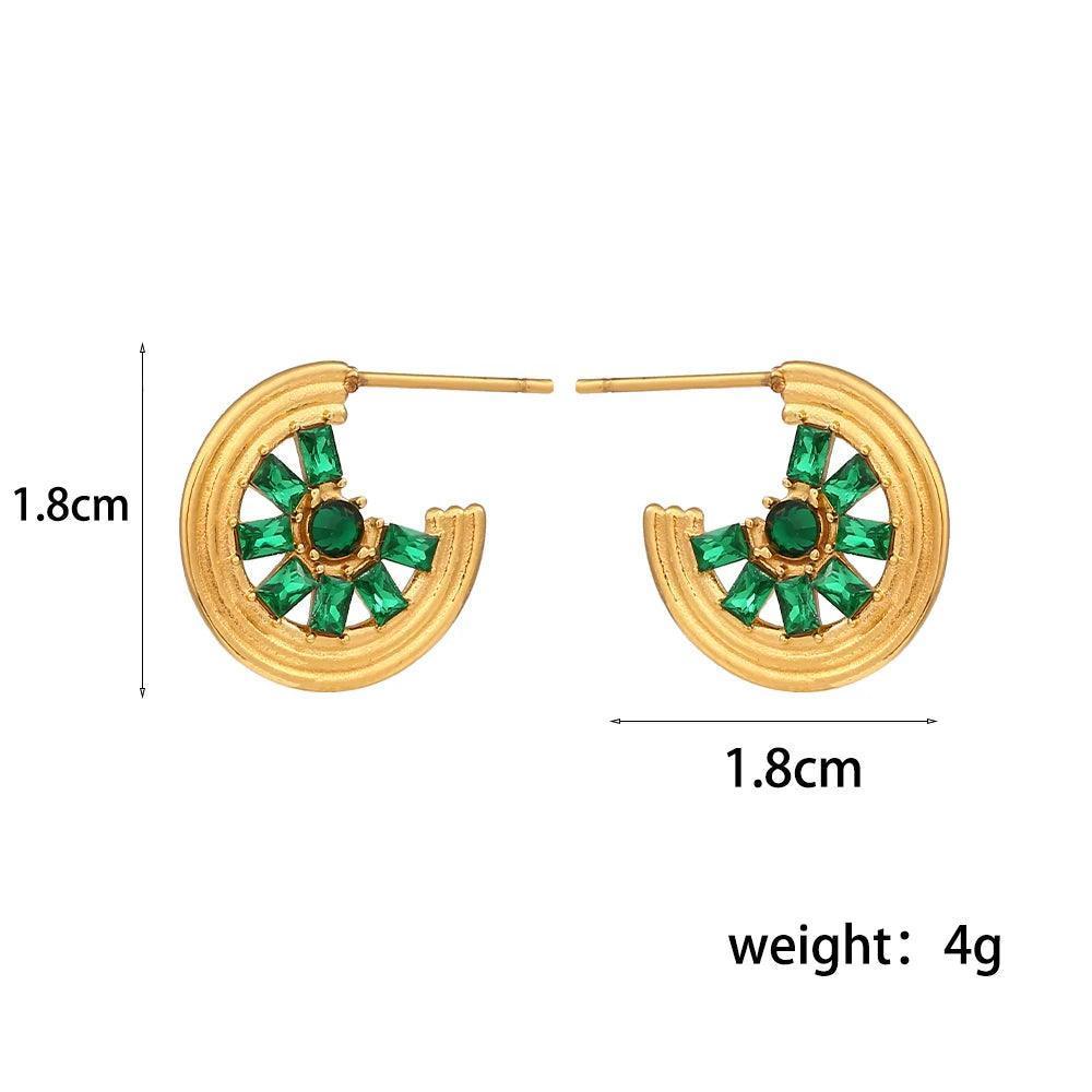 Green and Clear Zircon Crystal Stainless Steel Tarnish Free Necklaces and Earrings - Tarot Treasures