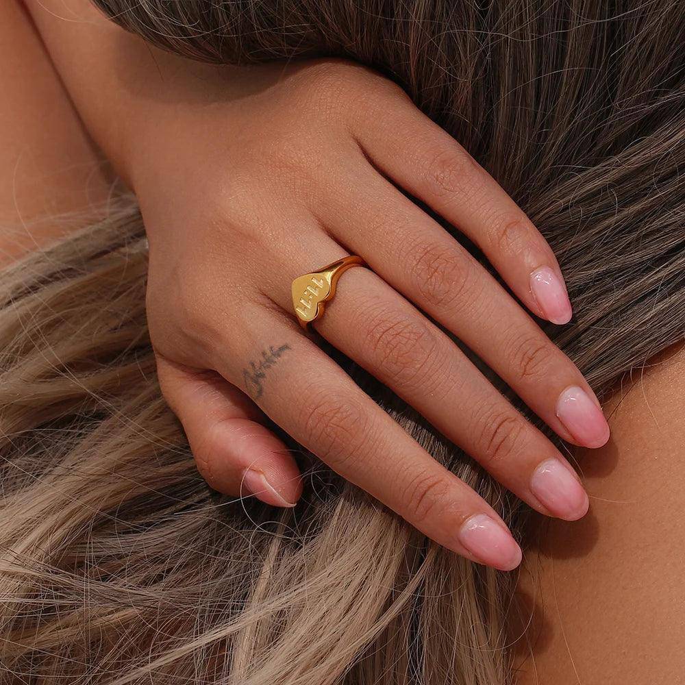 Heart Shape 11:11 Angel Number Stainless Steel Tarnish Free Ring - Tarot Treasures