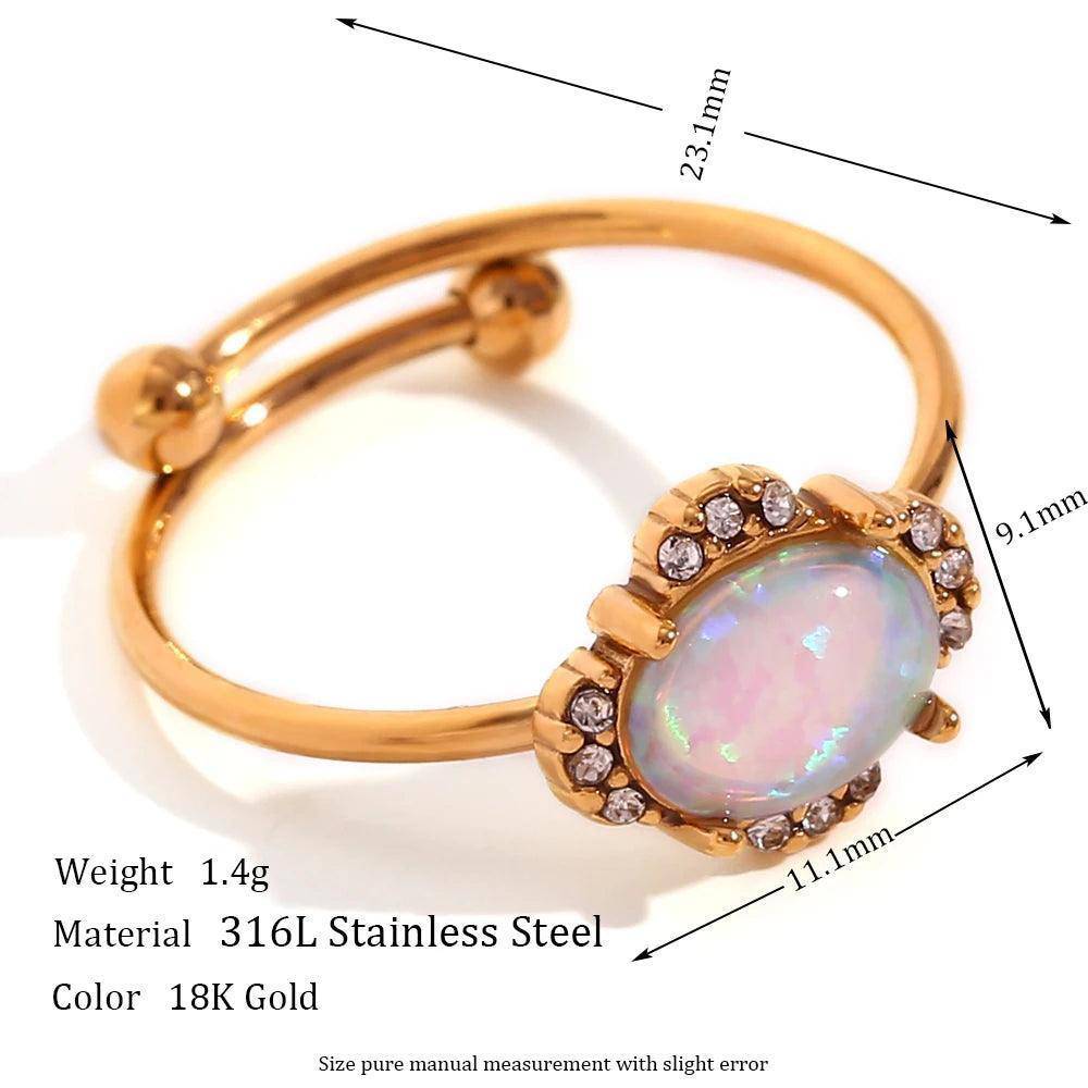 Majestic Opal Stone Stainless Steel Tarnish Free Rings - Tarot Treasures