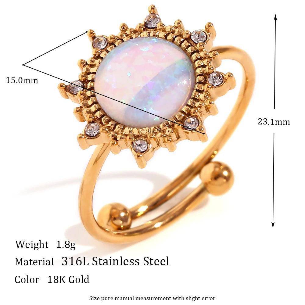 Majestic Opal Stone Stainless Steel Tarnish Free Rings - Tarot Treasures