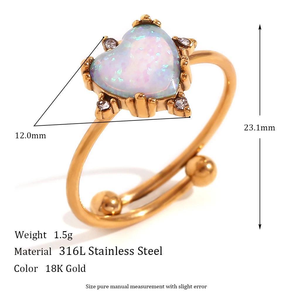 Majestic Opal Stone Stainless Steel Tarnish Free Rings - Tarot Treasures