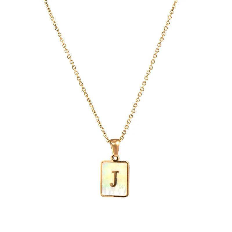 Mother of Pearl Initial Stainless Steel Tarnish Free Necklace - Tarot Treasures