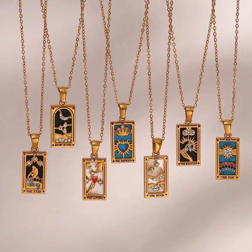 NEW The Magician - Gold Tarot Card Pendant Neckace - Tarot Treasures