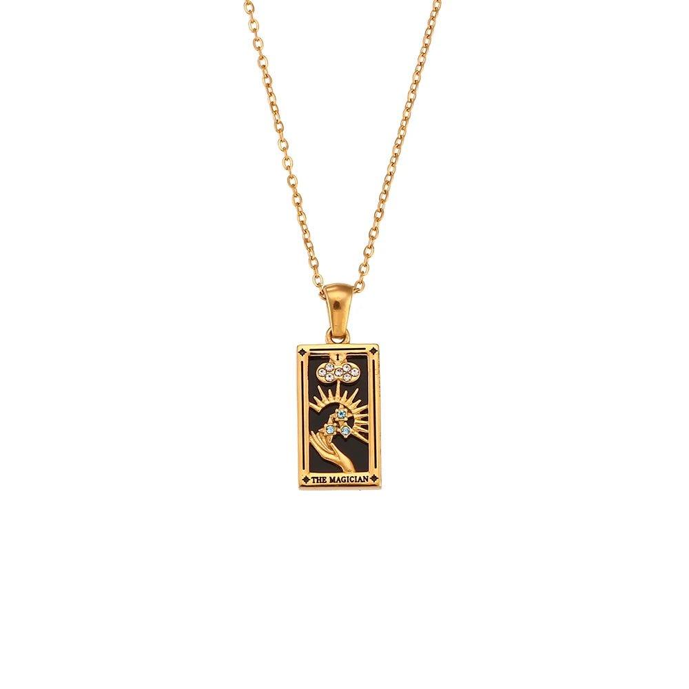 NEW The Magician - Gold Tarot Card Pendant Neckace - Tarot Treasures