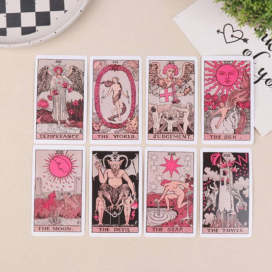 Pink 78 Piece Tarot Card Deck For Beginners - Tarot Treasures