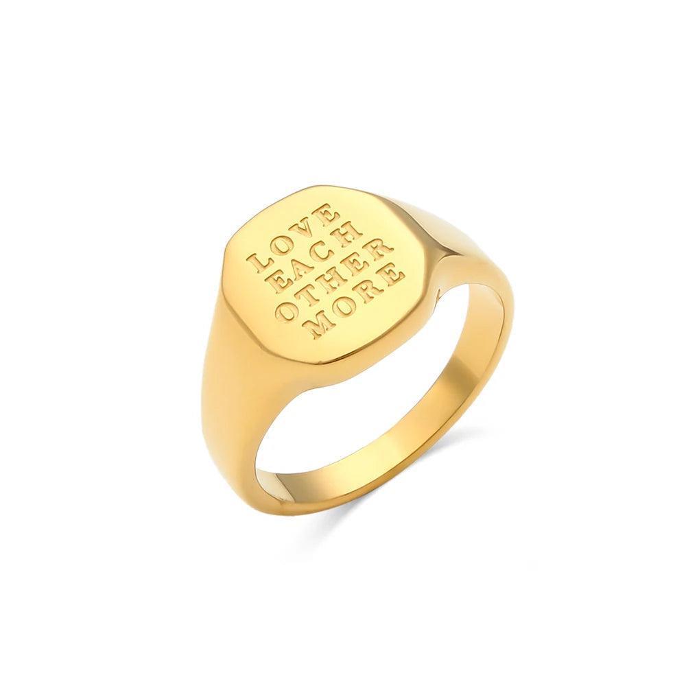 Self Love Engraved Stainless Steel Tarnish Free Rings - Tarot Treasures