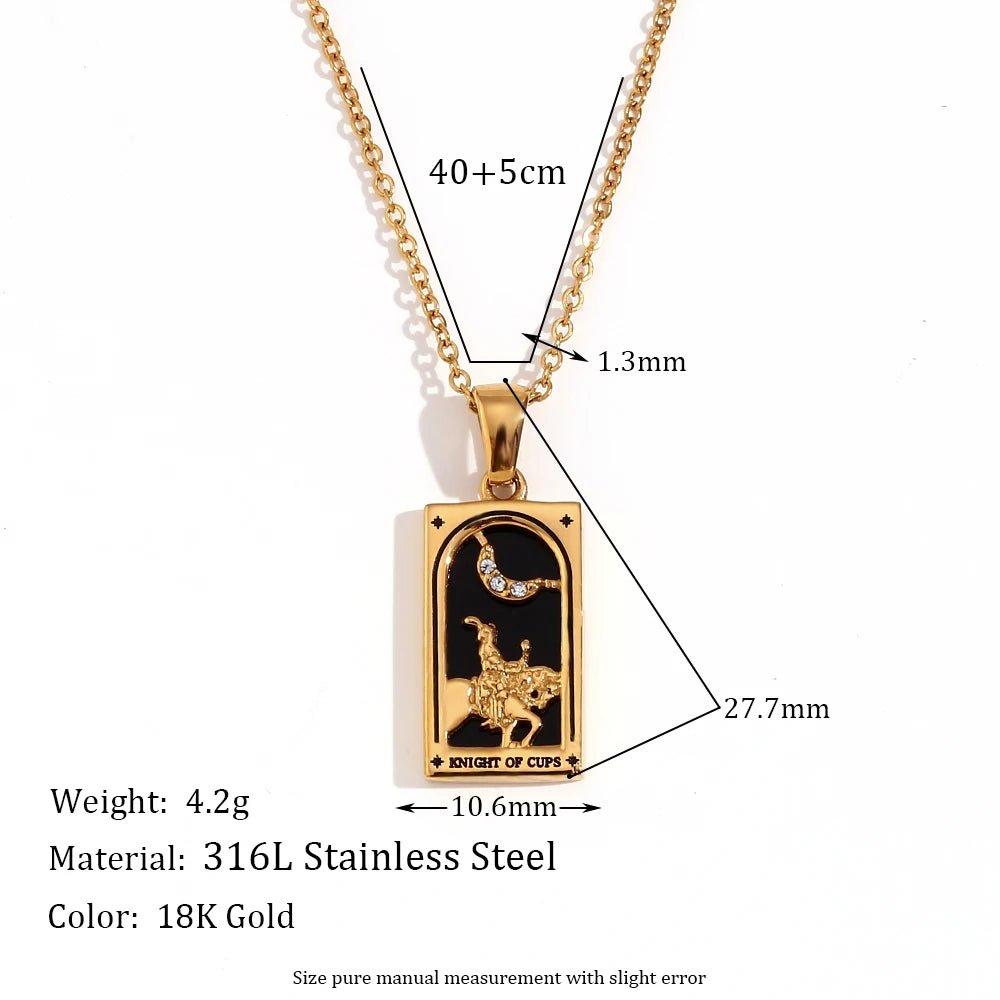 Strength - 18K Gold Plated Tarot Card Pendant Necklace - Tarot Treasures